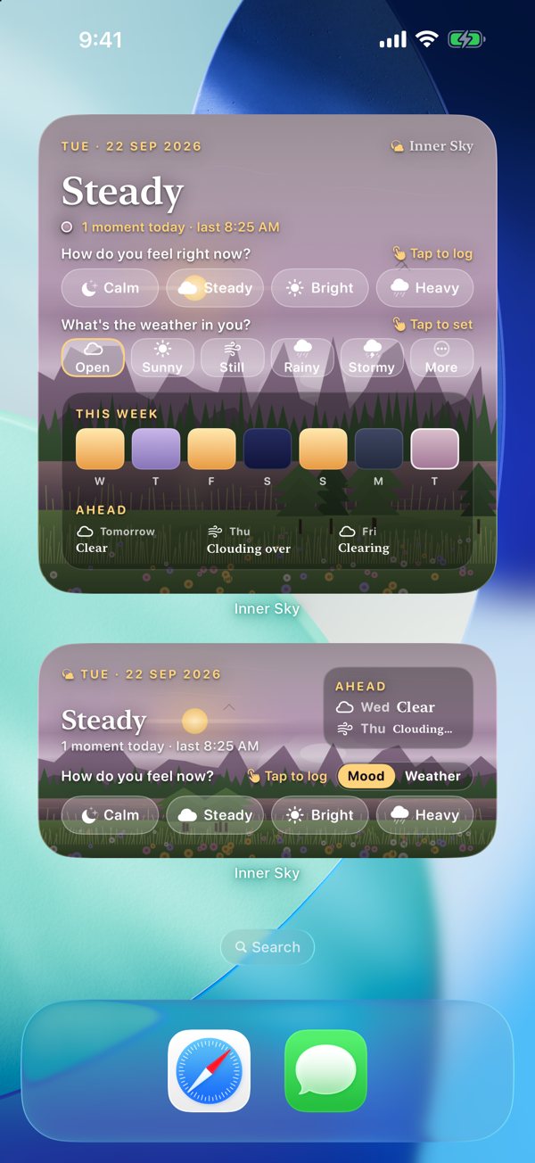 Inner Sky widgets on the Home Screen